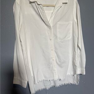 Cloth & Stone White Button Down‎ Frayed Edge Shirt- XS